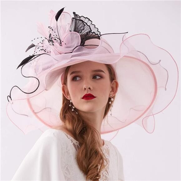 Women's Kentucky Derby Church Dress Hat J2 Rose - Picture 3 of 6